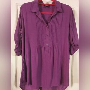 INTRO Women's Purple Roll-tab Sleeves Blouse Shirt Size M.